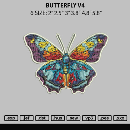 Butterfly V4 Embroidery Machine Design File 6 sizes