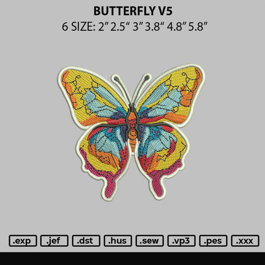 Butterfly V5 Embroidery Mahcine Design File 6 sizes