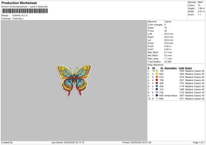 Butterfly V5 Embroidery Mahcine Design File 6 sizes