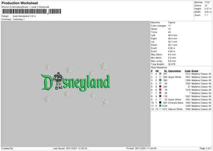Buzz Disneyland Embroidery Machine Design File 6 size