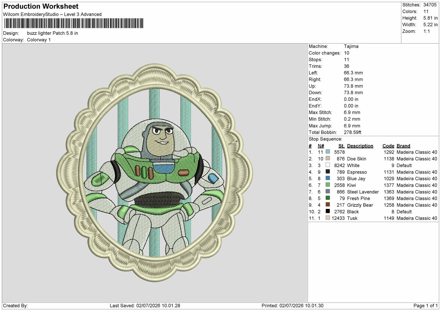 Buzzpatch Embroidery Machine Design File 6 sizes