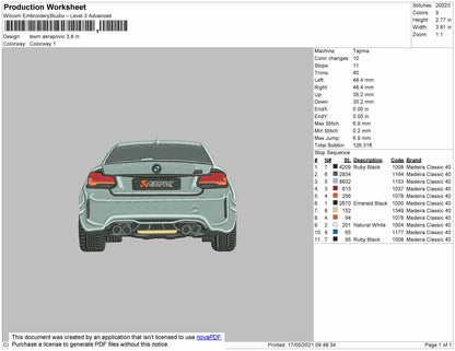 BMW AKRAPOVIC Embroidery Design File