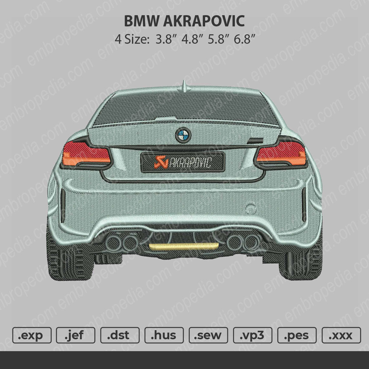 BMW AKRAPOVIC Embroidery Design File