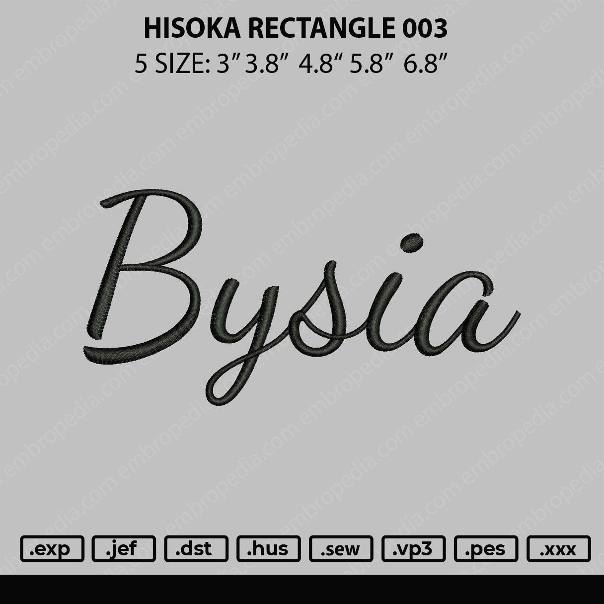 Bysia Embroidery Machine Design File 5 size