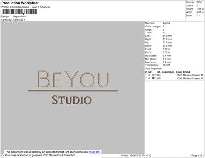 Be You Studio Embroidery File 4 size