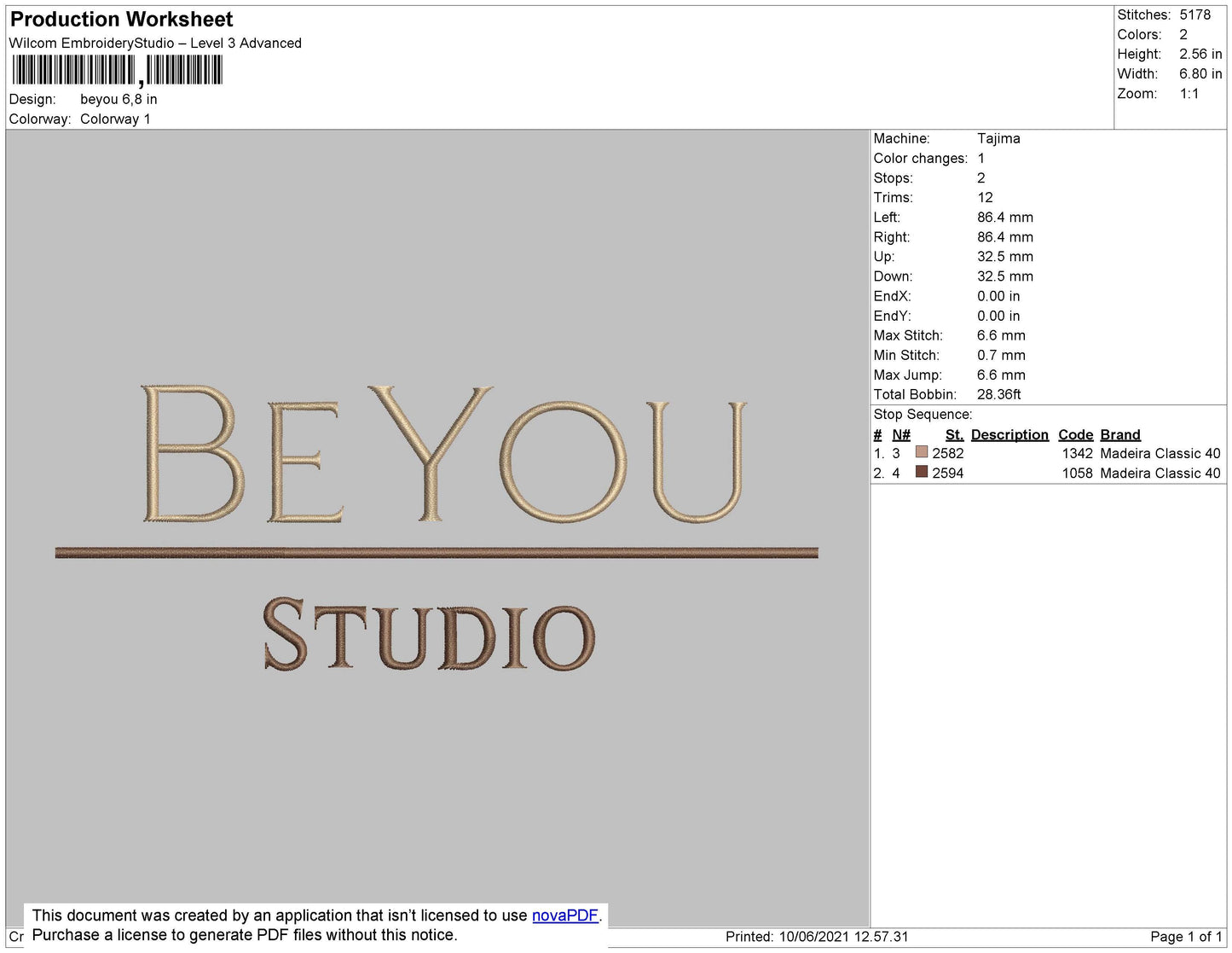 Be You Studio Embroidery File 4 size