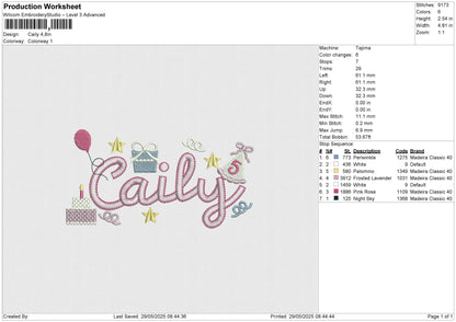 Caily Embroidery design File 6 sizes