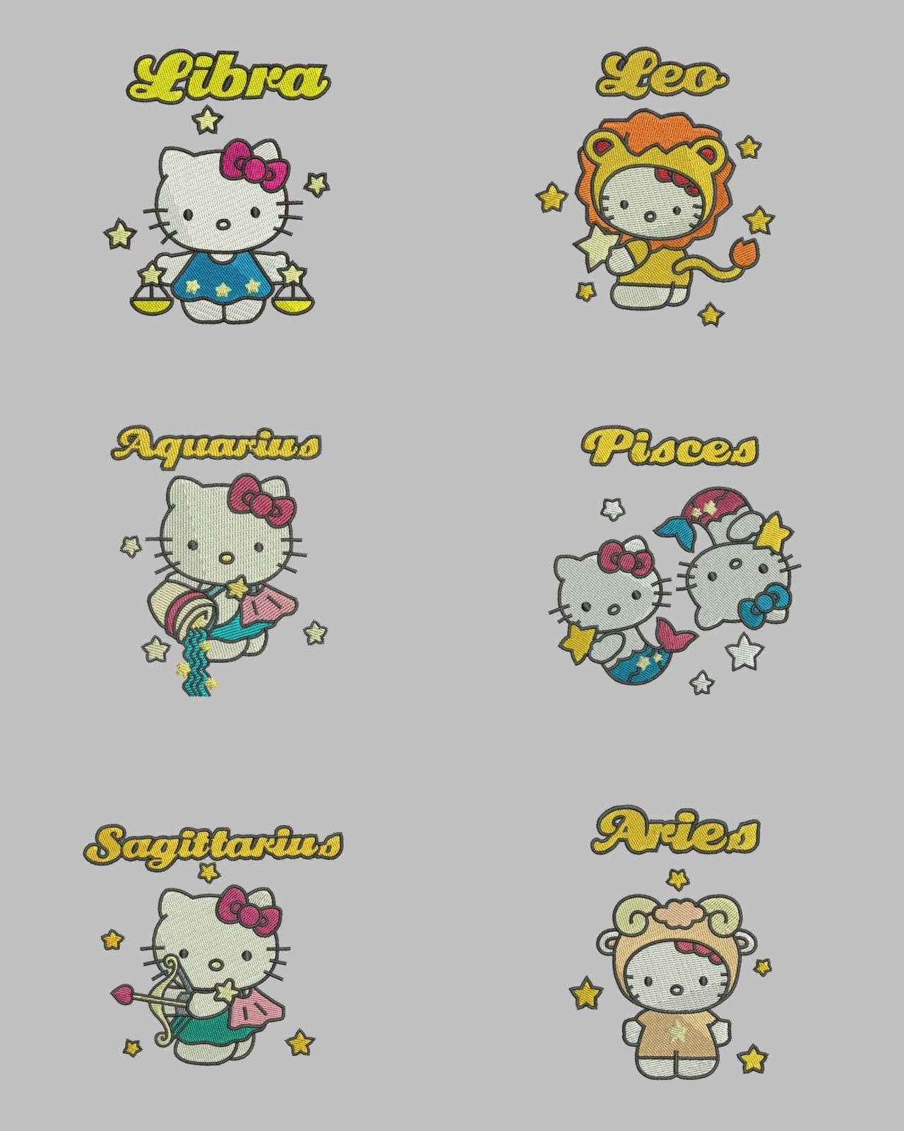 Zodiac Hello Kitty Pt1 Embroidery 6 Files