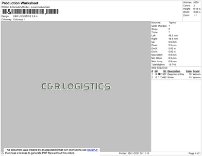 C&R Logistics Embroidery Machine Design File 4 size
