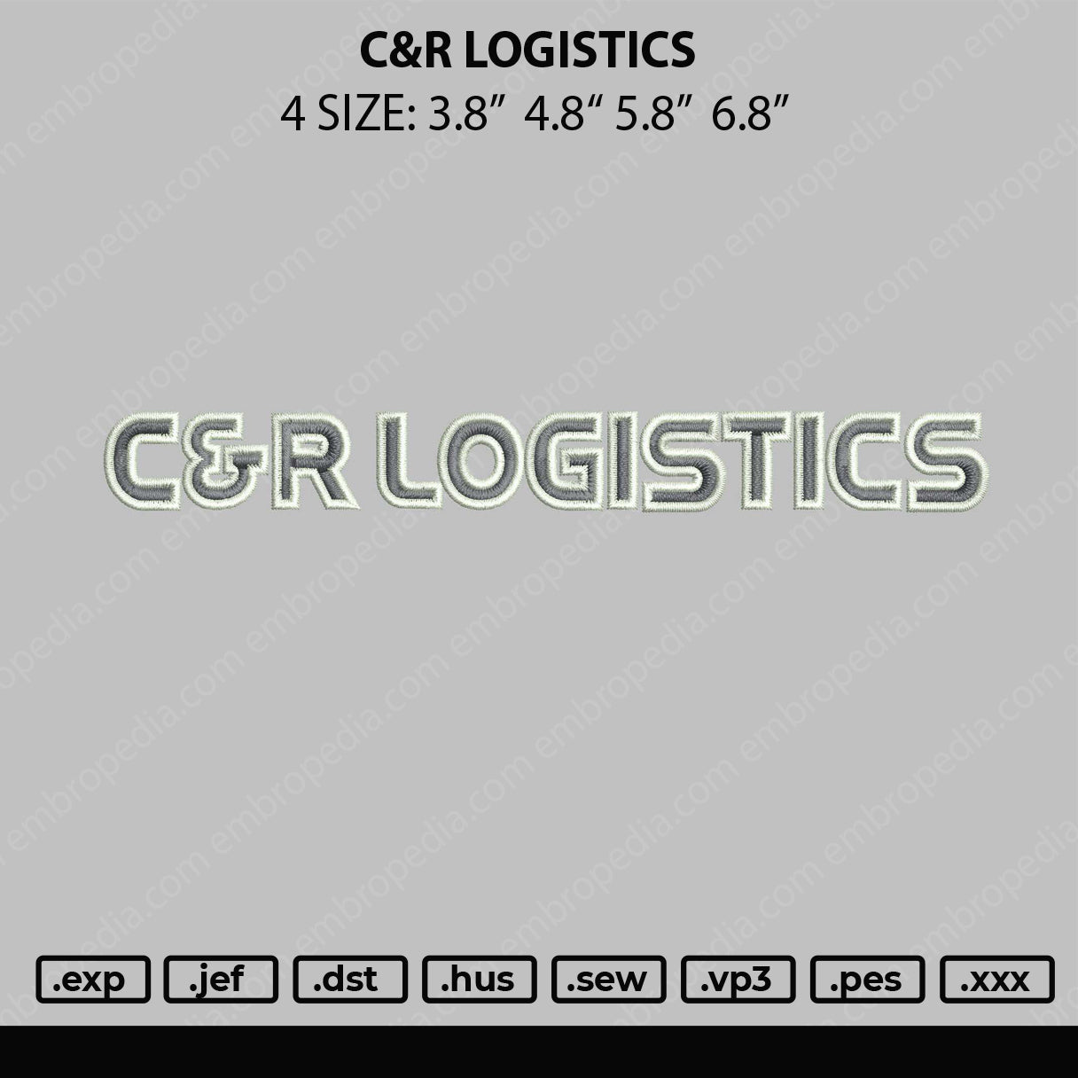 C&R Logistics Embroidery Machine Design File 4 size