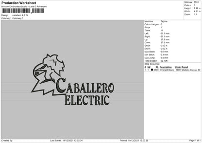 Caballero Embroidery Machine Design File 4 size