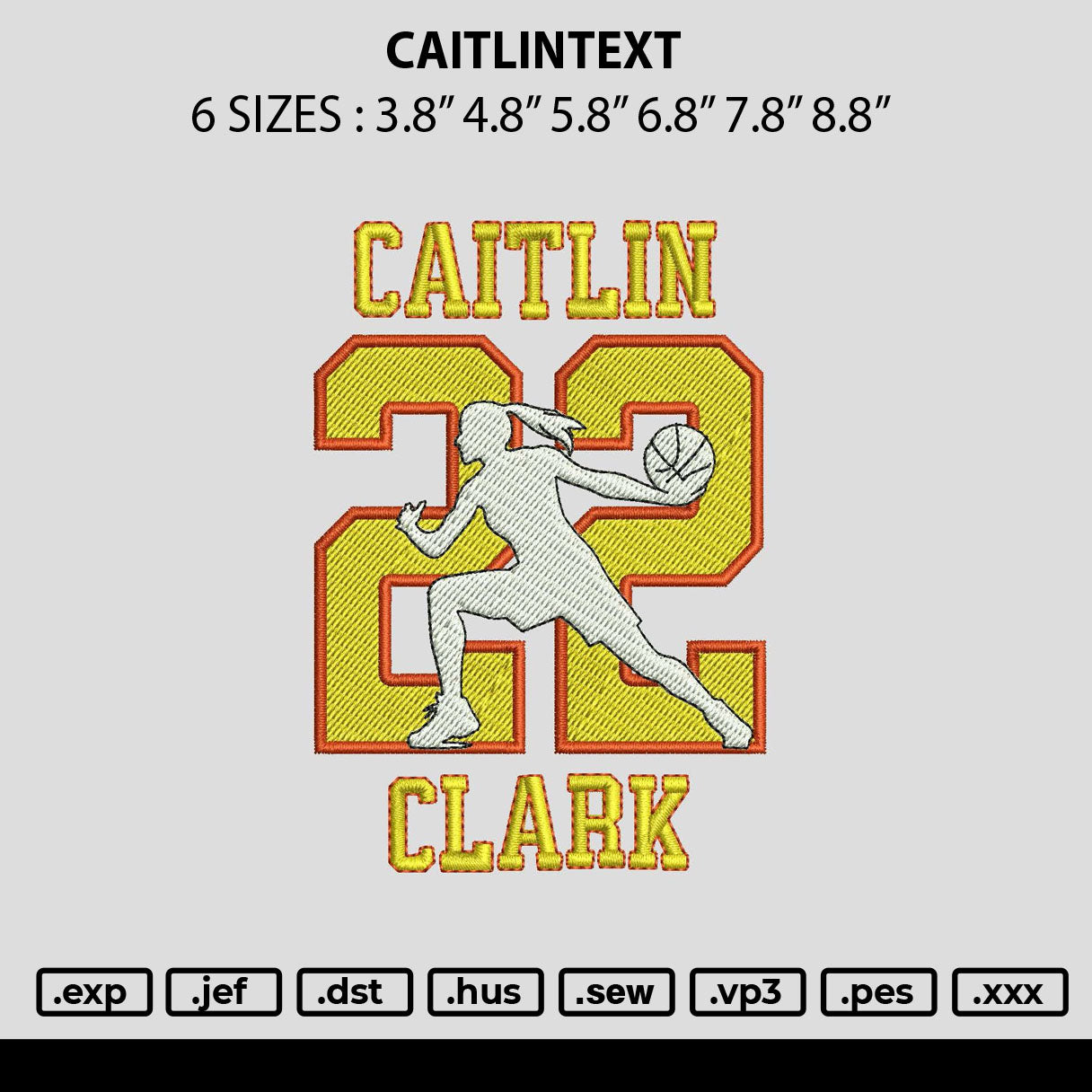 Caitlintext Embroidery Machine Design File 6 sizes