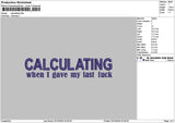 Calculatingtext Embroidery File 6 sizes