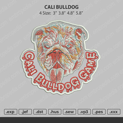 Cali BullDog Embroidery Machine Design Files
