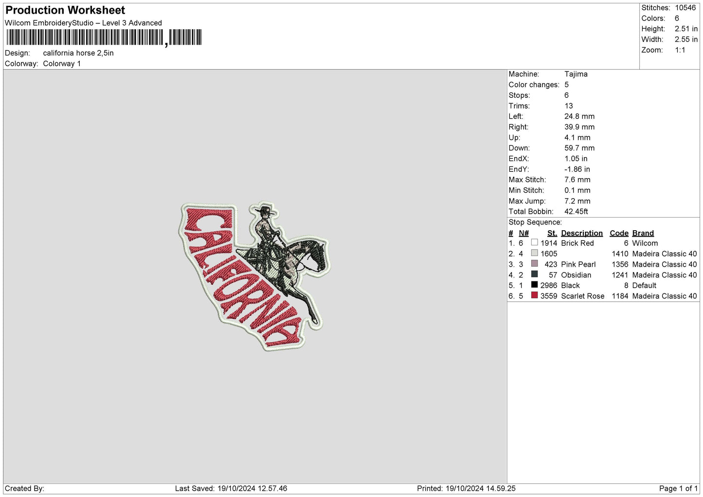 Horse1910 Embroidery File 6 sizes