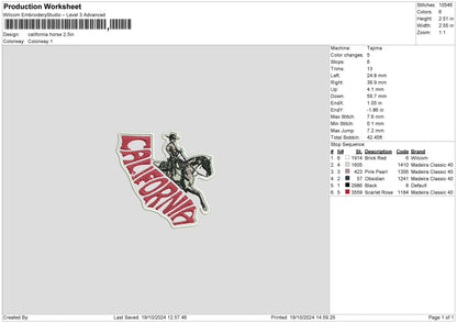 Horse1910 Embroidery File 6 sizes