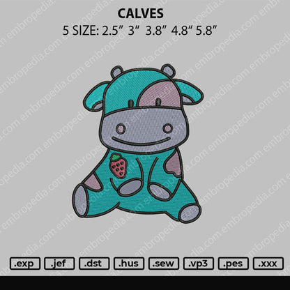 Calves Embroidery Design File 4 size