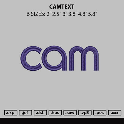 Camtext Embroidery File 6 sizes