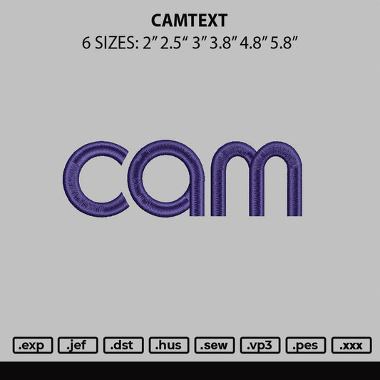 Camtext Embroidery File 6 sizes
