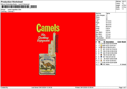 Camelstext 01 Embroidery File 6 sizes