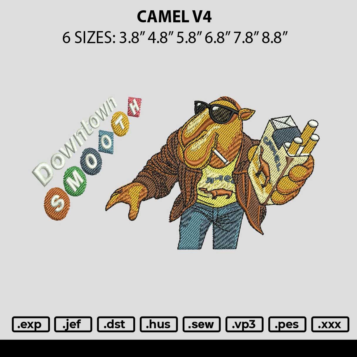 Camel V4 Embroidery File 6 sizes