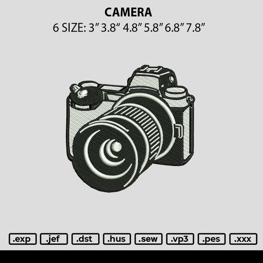 Camera Embroidery Design File 6 sizes
