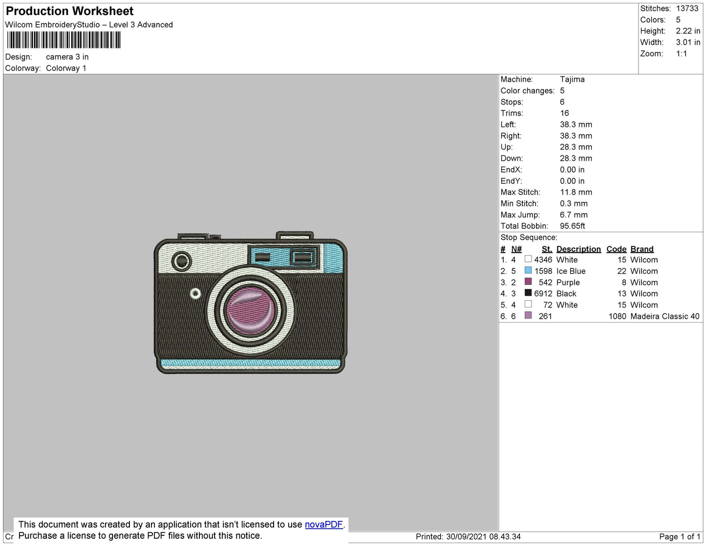 Camera Embroidery Design  File 4 size