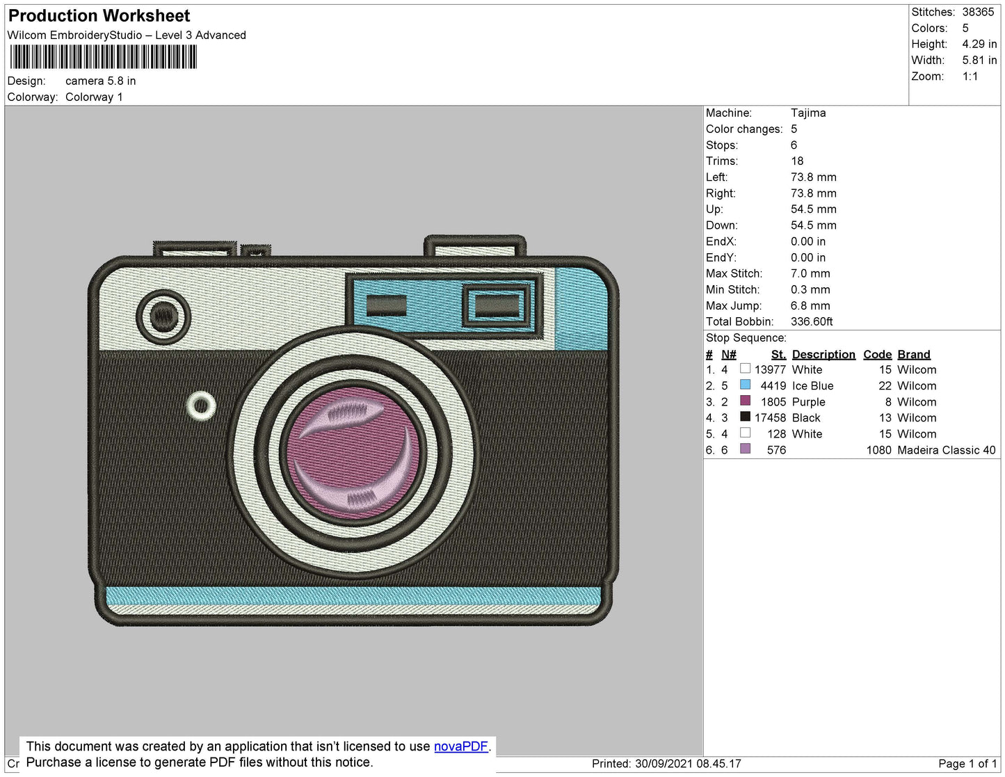 Camera Embroidery Design  File 4 size