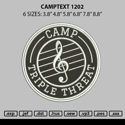 Camptext 1202 Embroidery File 6 sizes