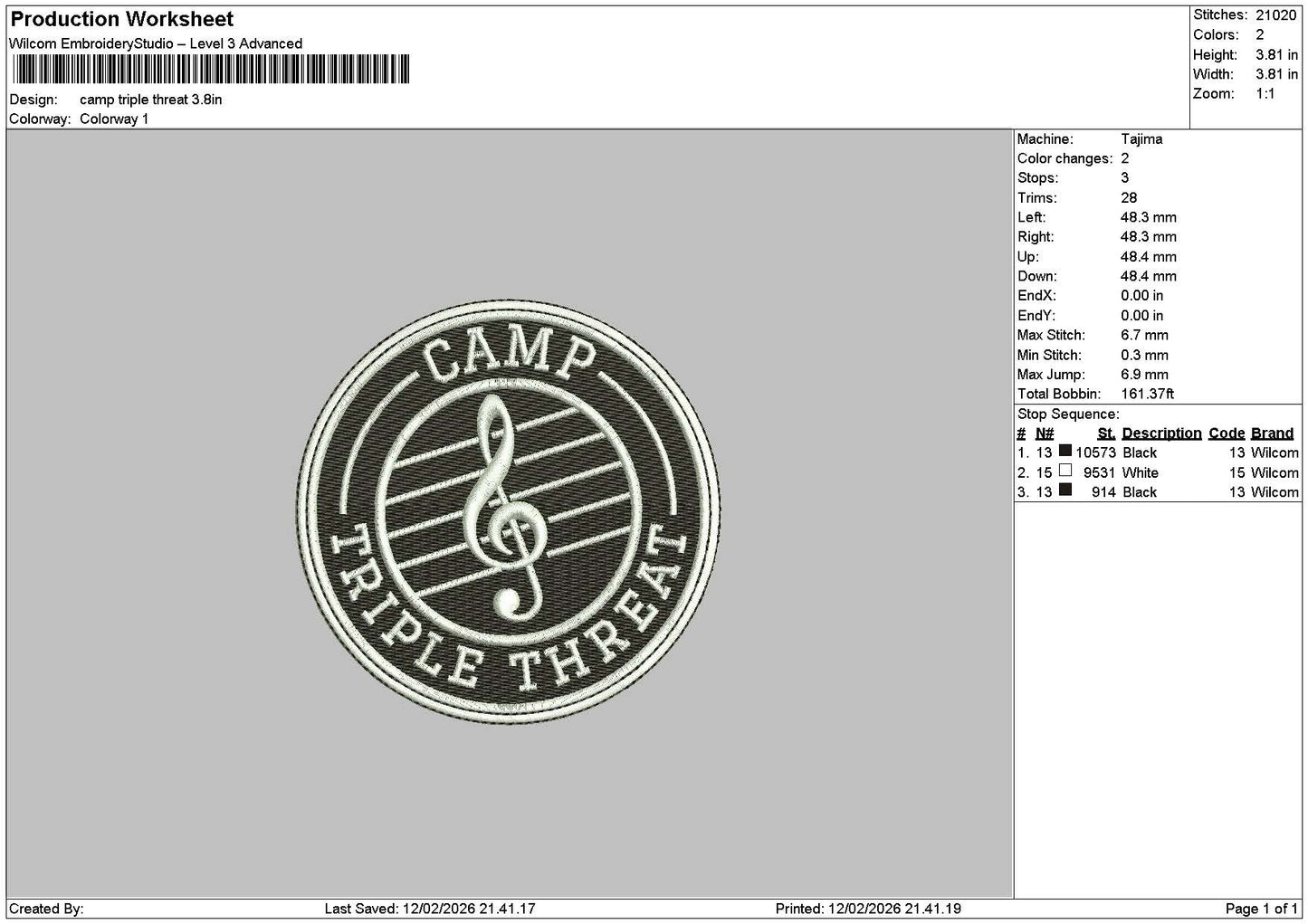 Camptext 1202 Embroidery File 6 sizes