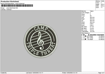 Camptext 1202 Embroidery File 6 sizes
