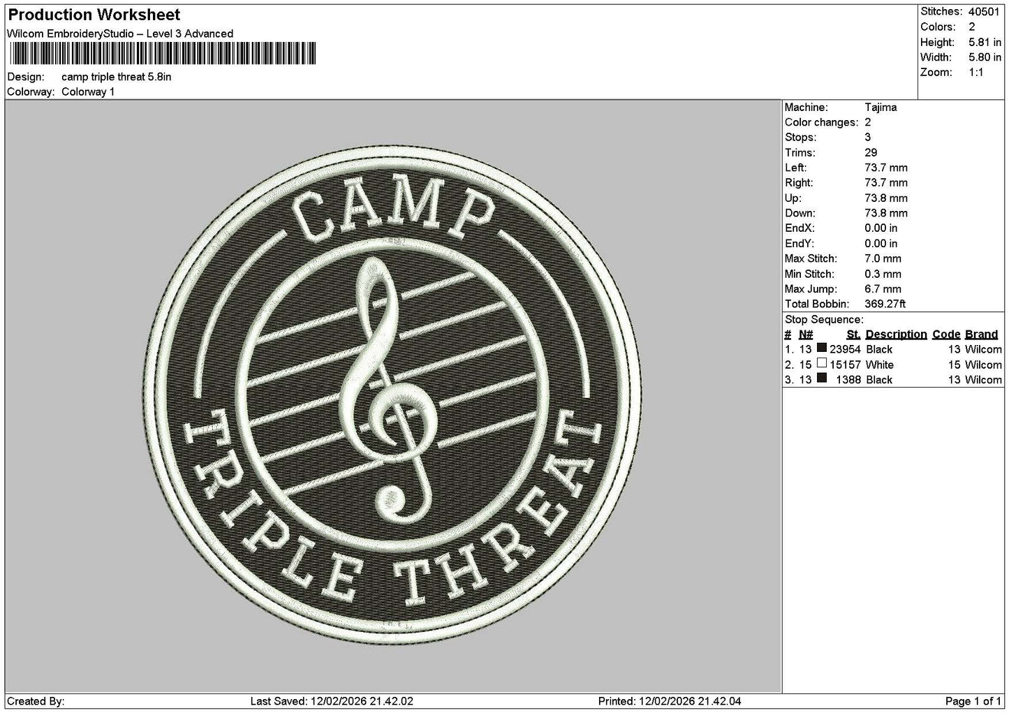 Camptext 1202 Embroidery File 6 sizes