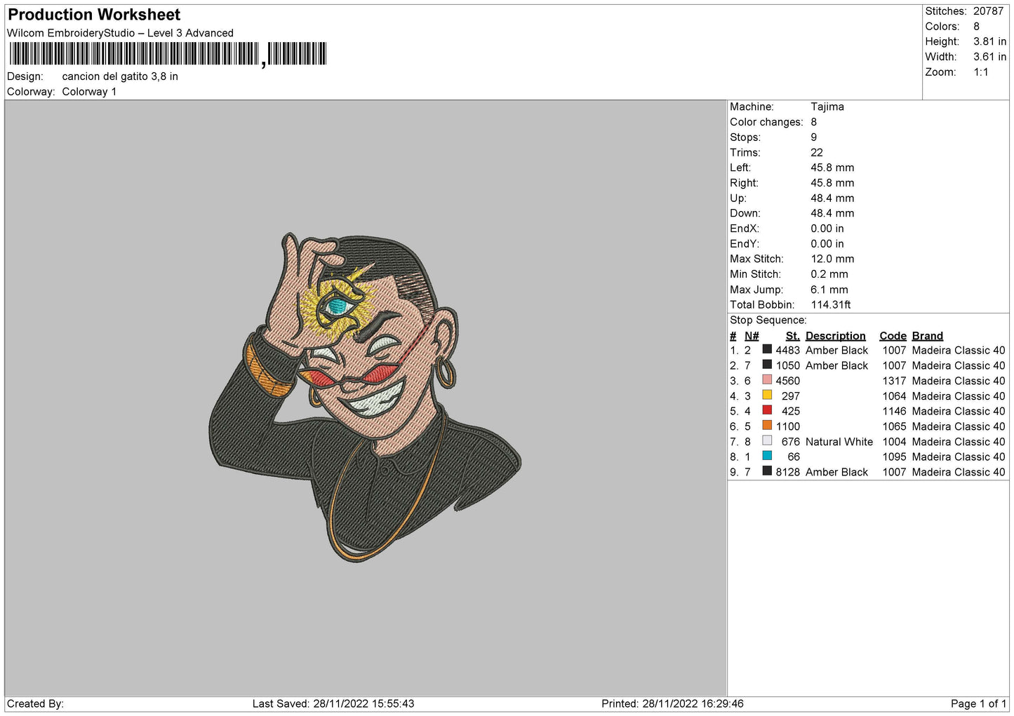 Cancion Del Embroidery File 6 sizes