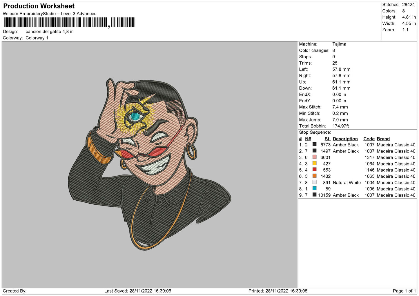 Cancion Del Embroidery File 6 sizes