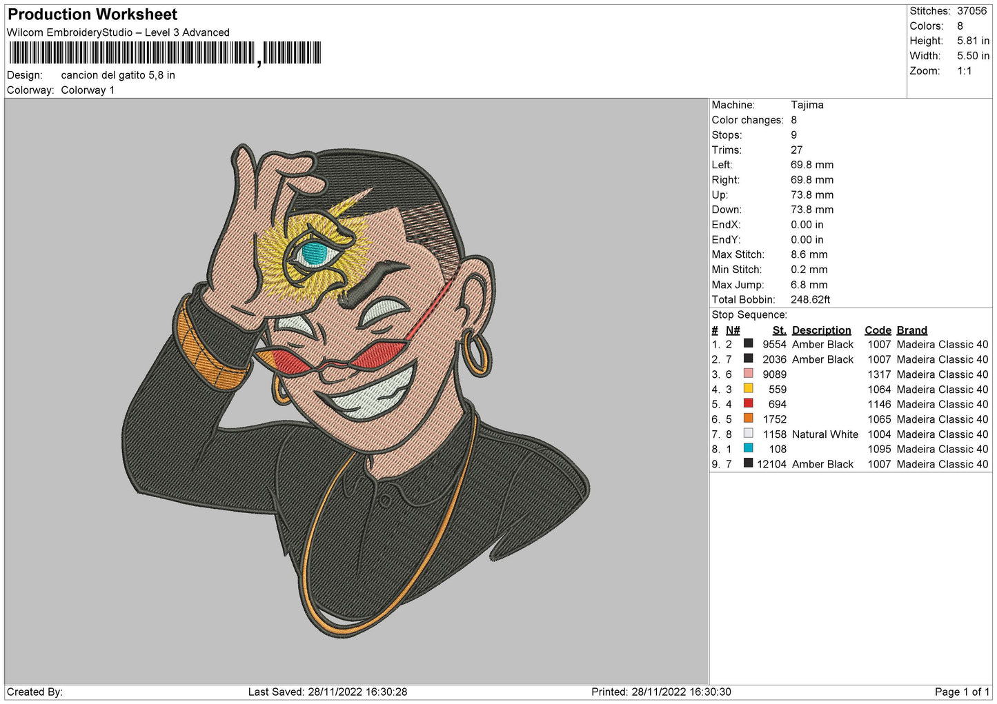 Cancion Del Embroidery File 6 sizes