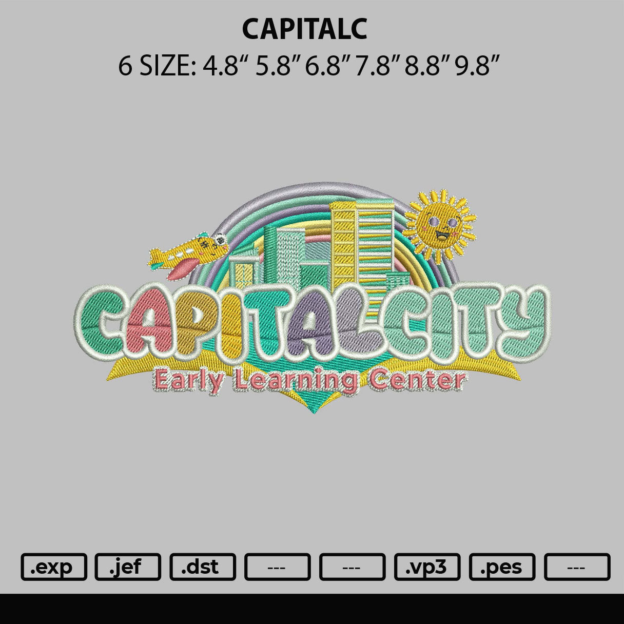 Capital city Embroidery File  sizes