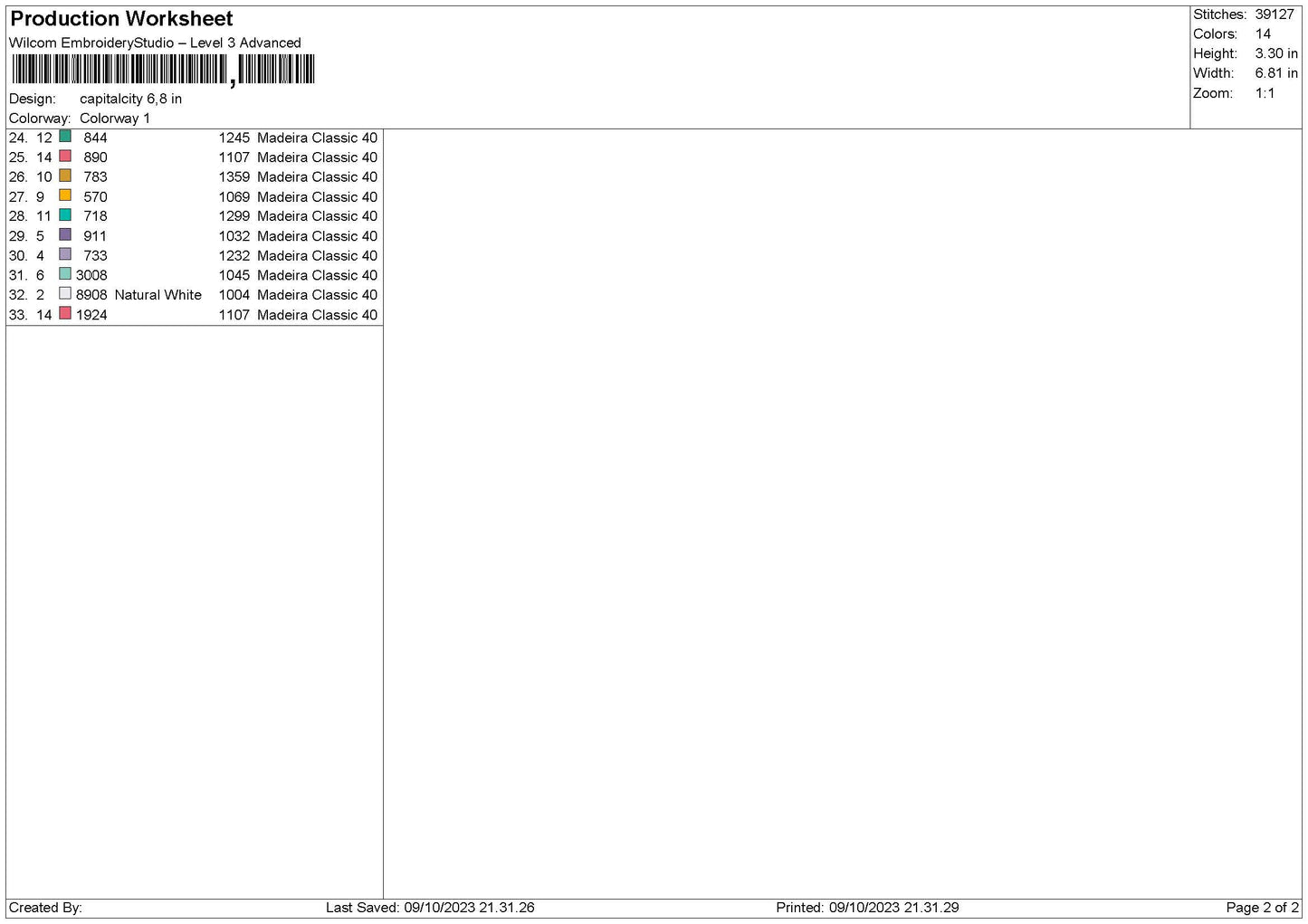 Capital city Embroidery File  sizes