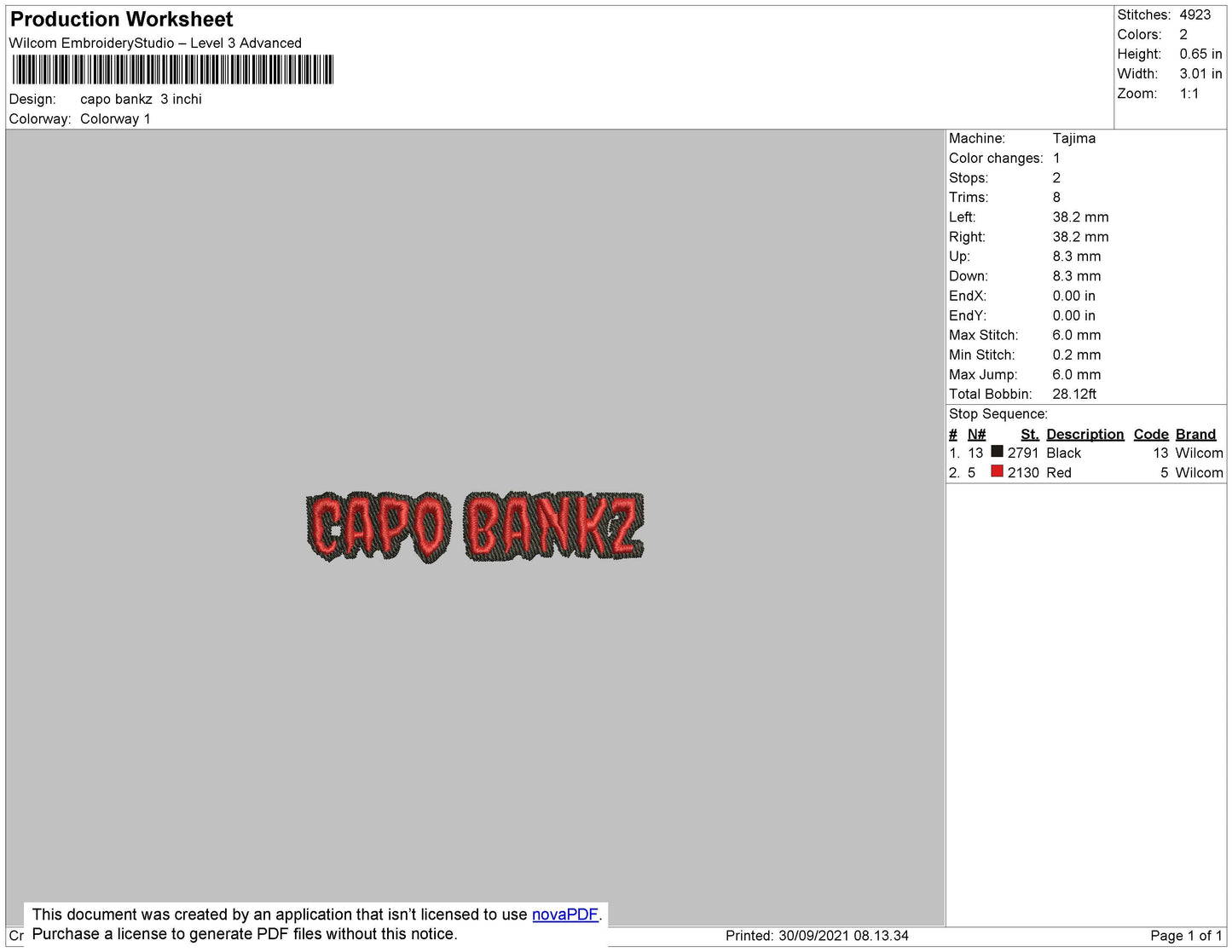 Capo Bankz Embroidery File 4 size