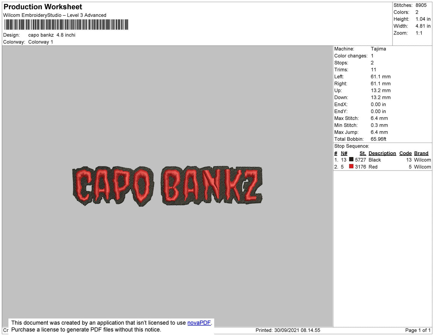 Capo Bankz Embroidery File 4 size