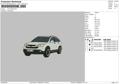 Car 0108 Embroidery File 6 sizes