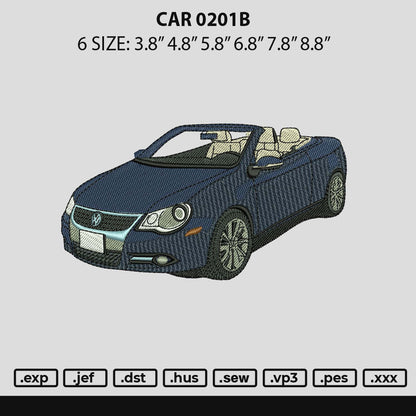 Car 0201b Embroidery Machine Design File 6 sizes