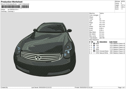 Car 0503 Embroidery Machine Design File 6 sizes