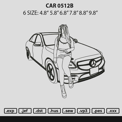 Car 0512b Embroidery Machine Design File 6 sizes