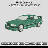 Green Car 0801 Embroidery File 6 sizes