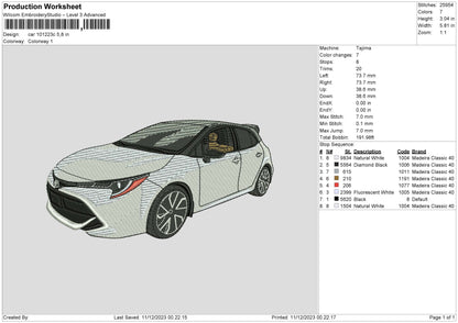 Car 1012c Embroidery Machine Design File 6 sizes