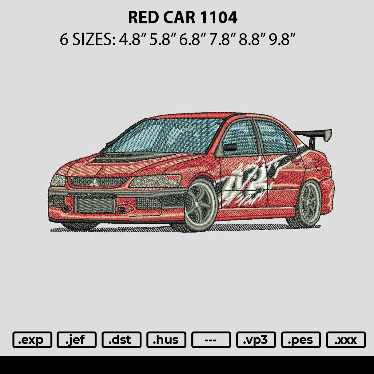Red Car 1104 Embroidery File 6 sizes