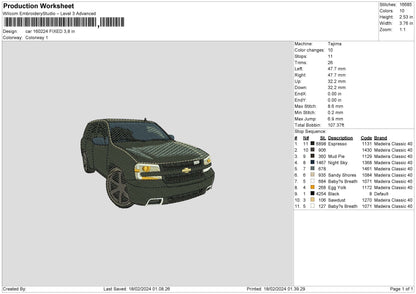 Car 1602 Embroidery File 6 sizes