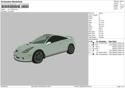 Car 1704 Embroidery File 6 sizes