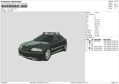 Black Car 1712 Embroidery File 6 sizes