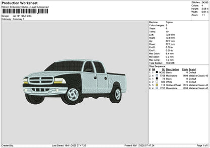 Car 1911a Embroidery File 6 sizes